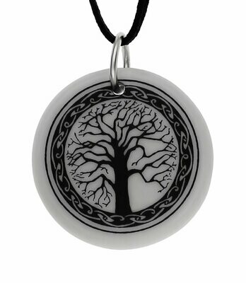Celtic Sacred Tree of Life Round Handmade Porcelain Pendant Celtic Sacred Tree of Life Round Handmade Porcelain Pendant