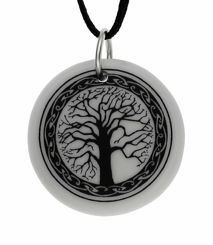 Celtic Sacred Tree of Life Round Handmade Porcelain Pendant Celtic Sacred Tree of Life Round Handmade Porcelain Pendant