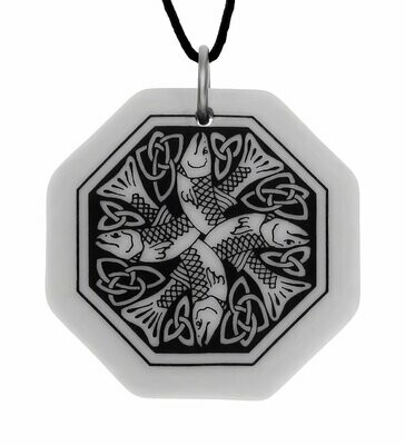 Celtic Fish Octagon Handmade Porcelain Pendant Celtic Fish Octagon Handmade Porcelain Pendant