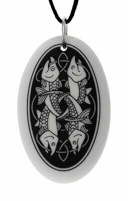 Celtic Fish Oval Handmade Porcelain Pendant Celtic Fish Oval Handmade Porcelain Pendant