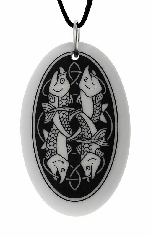 Celtic Fish Oval Handmade Porcelain Pendant Celtic Fish Oval Handmade Porcelain Pendant