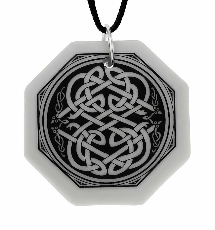 Celtic Serpent Octagon Handmade Porcelain Pendant Celtic Serpent Octagon Handmade Porcelain Pendant