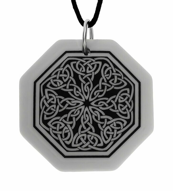 Celtic Knotwork Octagon Handmade Porcelain Pendant Celtic Knotwork Octagon Handmade Porcelain Pendant