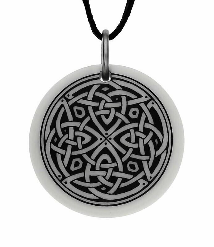 Celtic Knotwork Round Handmade Porcelain Pendant Celtic Knotwork Round Handmade Porcelain Pendant