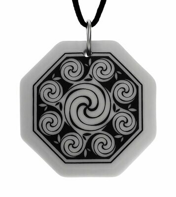 Celtic Spirals Triscele Octagon Handmade Porcelain Pendant Celtic Spirals Triscele Octagon Handmade Porcelain Pendant