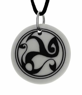 Celtic Spirals Triscele Round Handmade Porcelain Pendant Celtic Spirals Triscele Round Handmade Porcelain Pendant