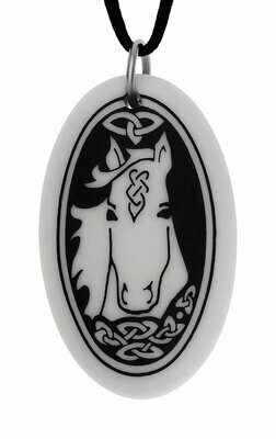 Celtic Horse Oval Handmade Porcelain Pendant Celtic Horse Oval Handmade Porcelain Pendant