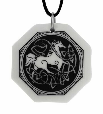 Celtic Horse Octagon Handmade Porcelain Pendant Celtic Horse Octagon Handmade Porcelain Pendant