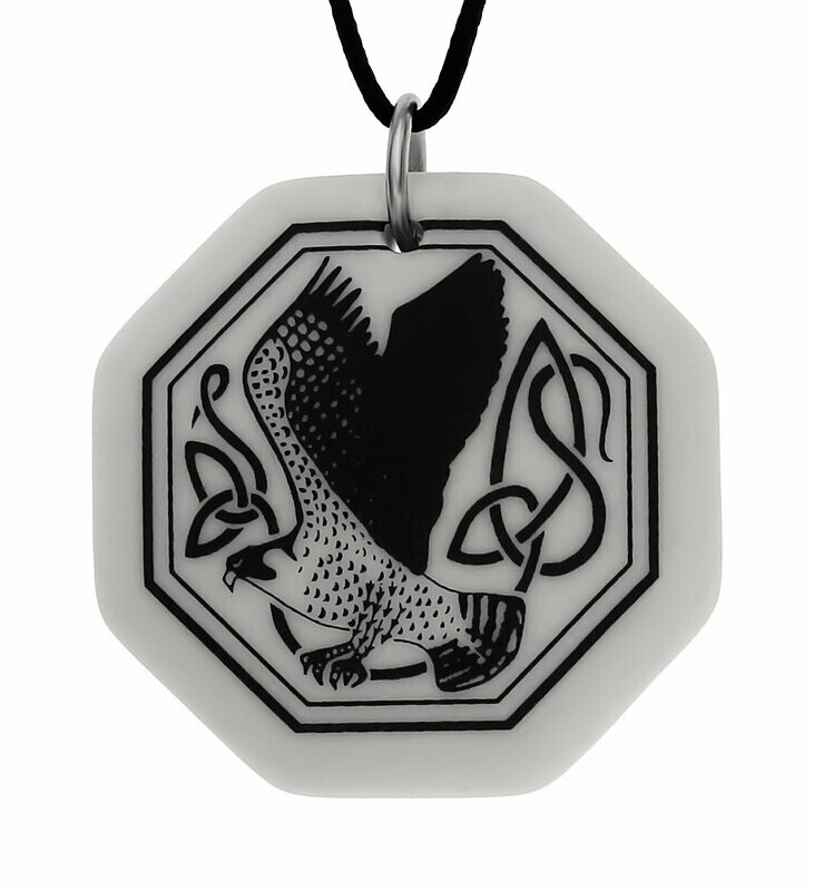 Celtic Kite Bird Octagon Handmade Porcelain Pendant Celtic Kite Bird Octagon Handmade Porcelain Pendant