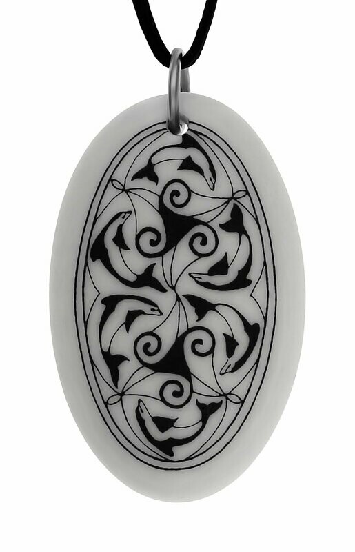 Celtic Nehalennia Oval Handmade Porcelain Pendant Celtic Nehalennia Oval Handmade Porcelain Pendant
