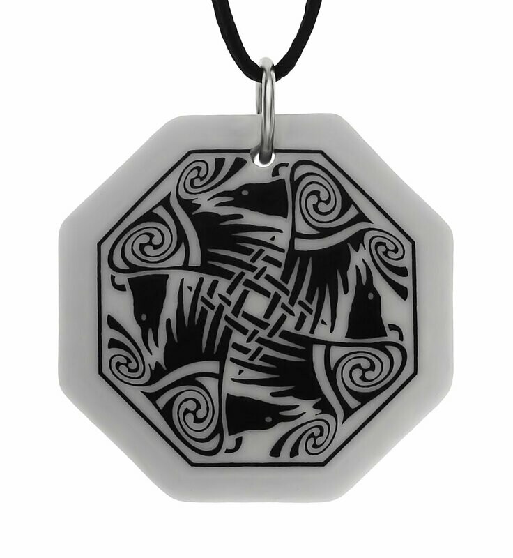 Celtic Nehalennia Octagon Handmade Porcelain Pendant Celtic Nehalennia Octagon Handmade Porcelain Pendant