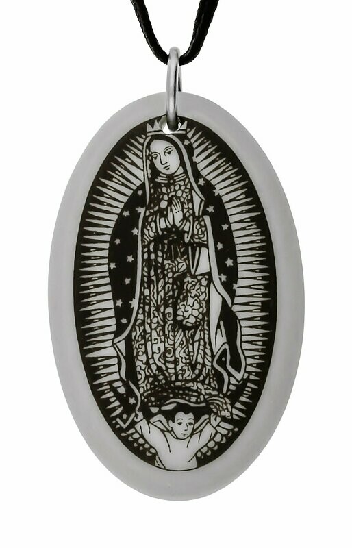 Our Lady of Guadelupe Oval Handmade Porcelain Pendant Our Lady of Guadelupe Oval Handmade Porcelain Pendant