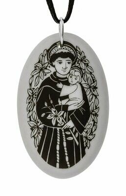 Saint Anthony Oval Handmade Porcelain Pendant Saint Anthony Oval Handmade Porcelain Pendant