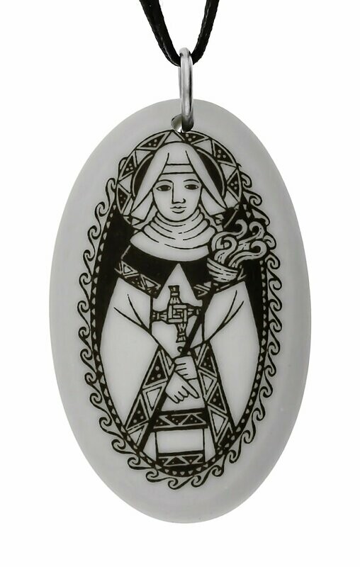 Saint Brigid Oval Handmade Porcelain Pendant Saint Brigid Oval Handmade Porcelain Pendant