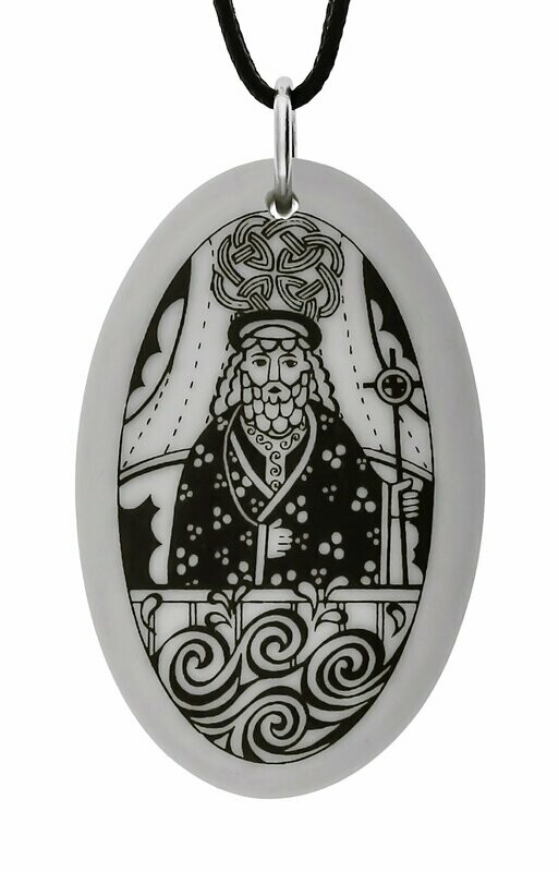 Saint Brendan Oval Handmade Porcelain Pendant Saint Brendan Oval Handmade Porcelain Pendant