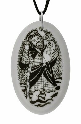 Saint Christopher Oval Handmade Porcelain Pendant Saint Christopher Oval Handmade Porcelain Pendant