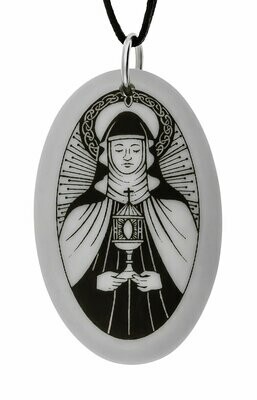 Saint Clare Oval Handmade Porcelain Pendant Saint Clare Oval Handmade Porcelain Pendant