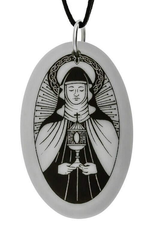 Saint Clare Oval Handmade Porcelain Pendant Saint Clare Oval Handmade Porcelain Pendant
