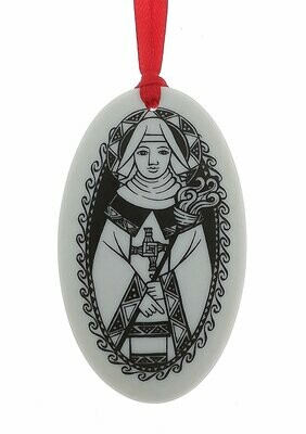 Saint Brigid Oval Handmade Porcelain Christmas Ornament Saint Brigid Oval Handmade Porcelain Christmas Ornament