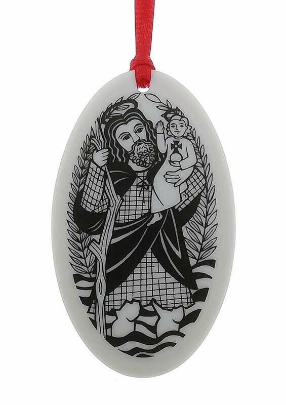Saint Christopher Oval Handmade Porcelain Christmas Ornament Saint Christopher Oval Handmade Porcelain Christmas Ornament