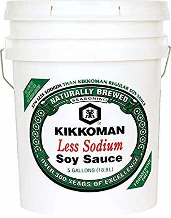 KIKKOMAN LESS SODIUM SOY SAUCE (GREEN) 5GAL/BUCKET