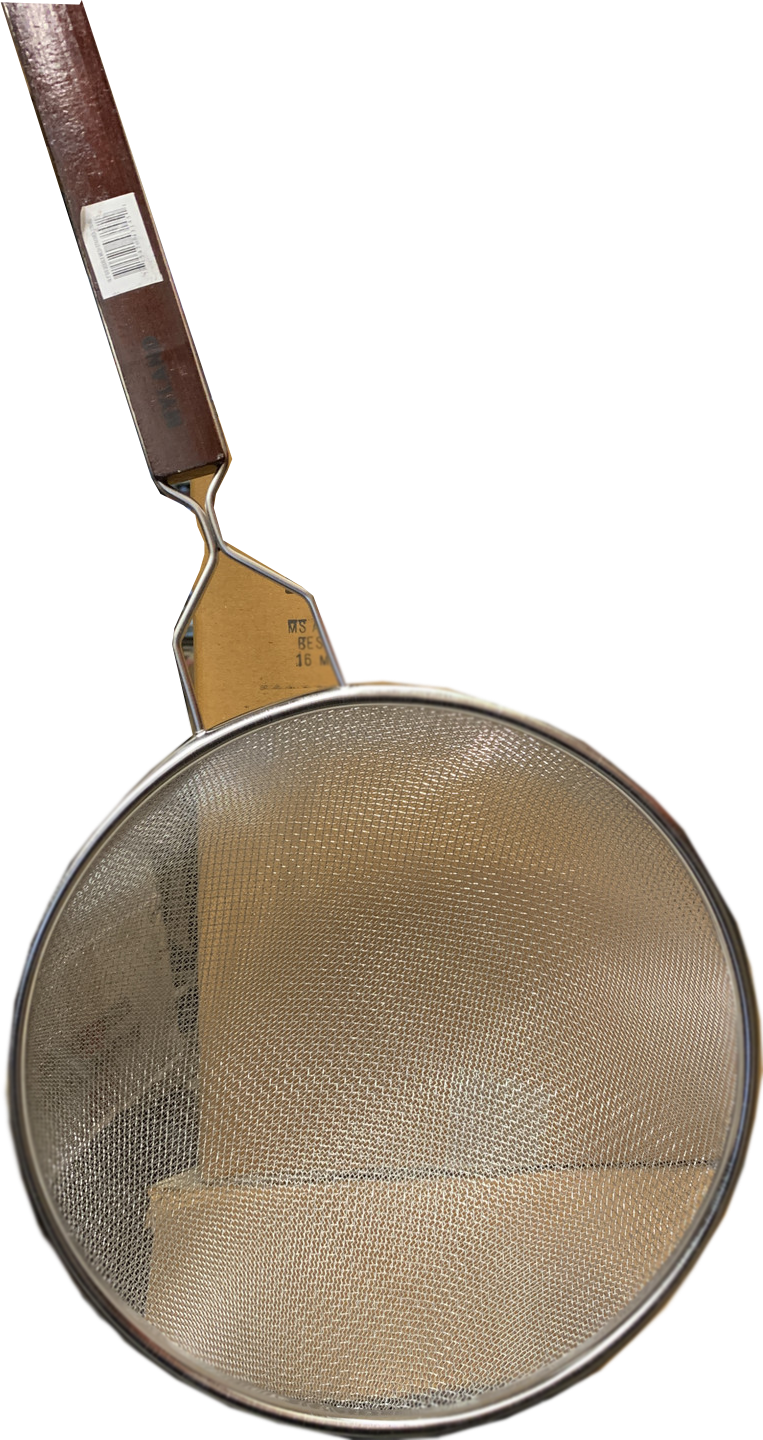 MESH STRAINER W/ WOODEN HANDLE- 10.5 IN