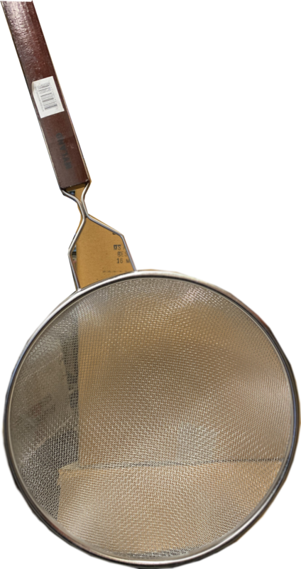 MESH STRAINER W/ WOODEN HANDLE- 10.5 IN