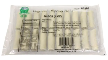 GREENLAND 1OZ VEGETABLE SPRINGROLL 20TRAY X 20PCS/CASE