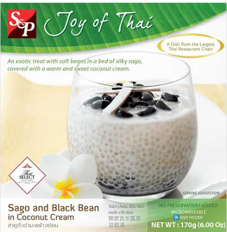 S&amp;P - SAGO &amp; BLACK BEAN IN COCONUT CREAM 12X6OZ/CASE