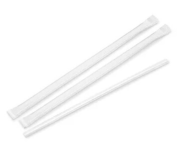 PLASTIC STRAW 7.75 - INDIVIDUALLY PAPER WRAPPED - 320PCS/BOX