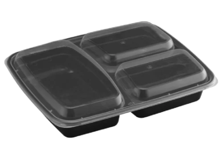 #339 DEEP PLASTIC MICROWAVABLE CONTAINER WITH 3-COMPARTMENTS (30OZ) QTY 150