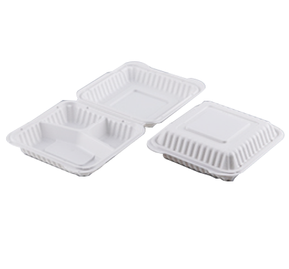EP-73 DISPOSABLE PLASTIC LUNCH BOX WITH 3 COMPARTMENT (7.9&quot;X7.9&quot;X2.3&quot;) 150CT/CASE