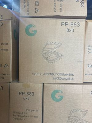 EP-883 DISPOSABLE PLASTIC LUNCH BOX WITH 3 COMPARTMENT (8"X8"X2.7") 150CT/CASE (EP-83)