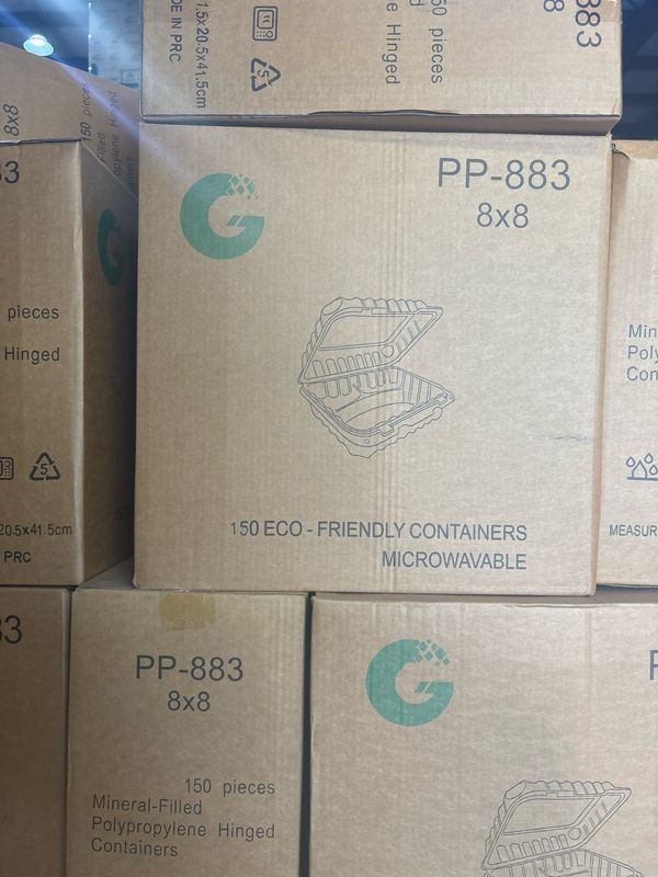 EP-883 DISPOSABLE PLASTIC LUNCH BOX WITH 3 COMPARTMENT (8"X8"X2.7") 150CT/CASE (EP-83)