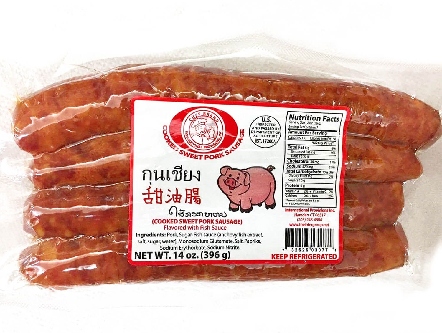 CHEF COOKED PORK SWEET SAUSAGE  14OZ/BAG
