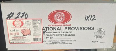 CHEF COOKED PORK SWEET SAUSAGE  14OZ x 12 / CASE