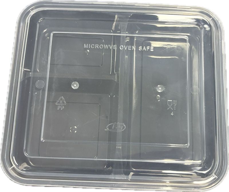 #333   PLASTIC MICROWAVABLE CONTAINER WITH 3-COMPARTMENTS (26OZ) QTY 150