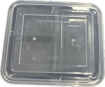 #333   PLASTIC MICROWAVABLE CONTAINER WITH 3-COMPARTMENTS (26OZ) QTY 150