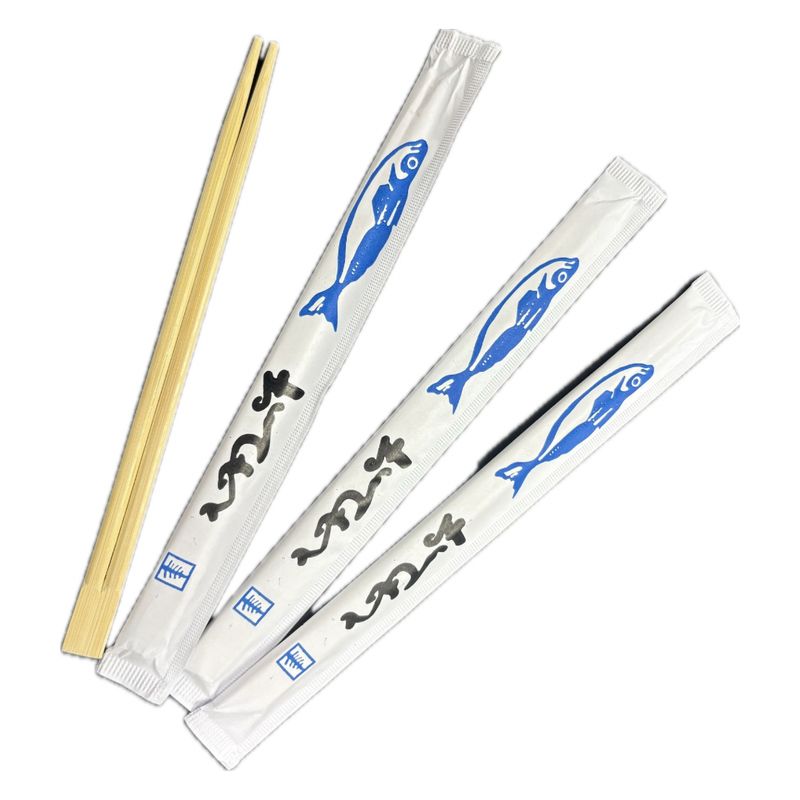 DISPOSABLE CHINESE BAMBOO CHOPSTICKS (WHITE) 9" INDIVIDUALLY WRAPPED QTY-650
