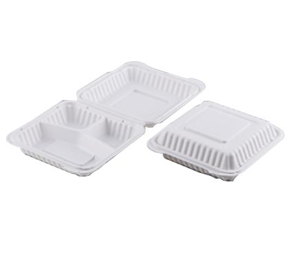 EP-73 DISPOSABLE PLASTIC LUNCH BOX WITH 3 COMPARTMENT (7.9"X7.9"X2.3") 150CT/CASE
