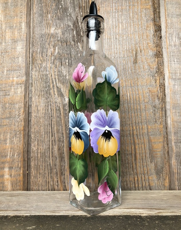 Hand Painted Everything Bottle - Pansy