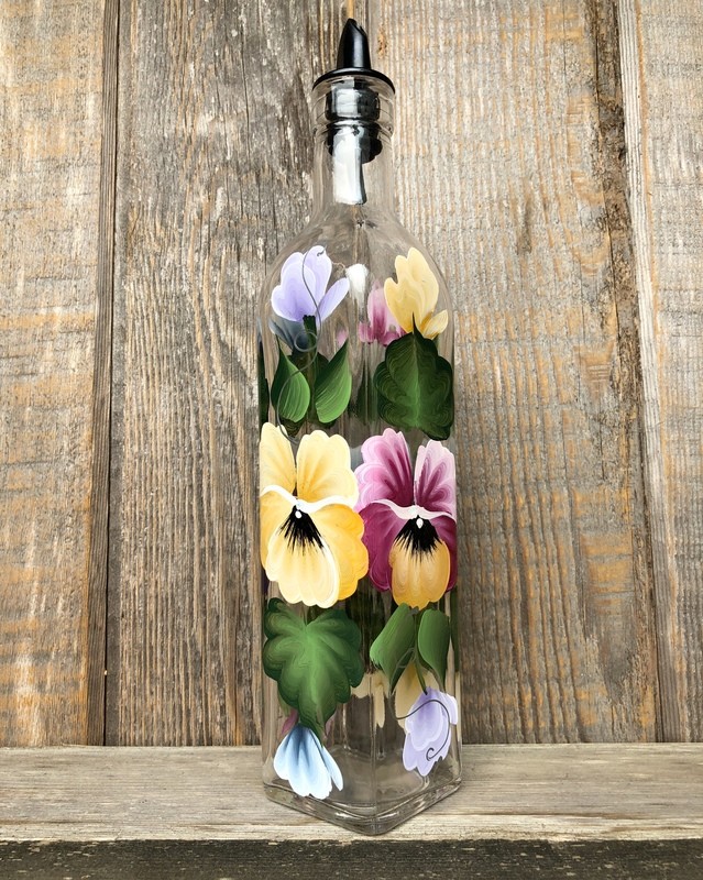Hand Painted Everything Bottle - Pansy