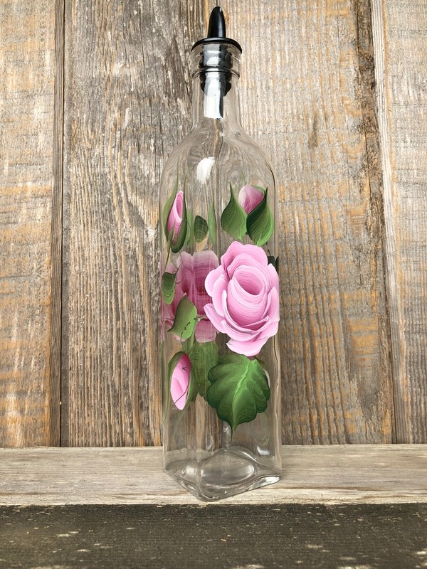 Hand Painted Everything Bottle - Pink Rose