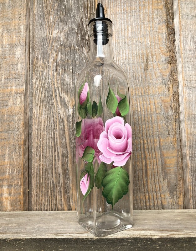 Hand Painted Everything Bottle - Pink Rose