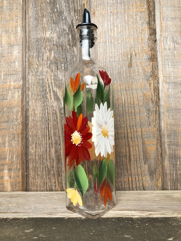 Hand Painted Everything Bottle - Gerber Daisies