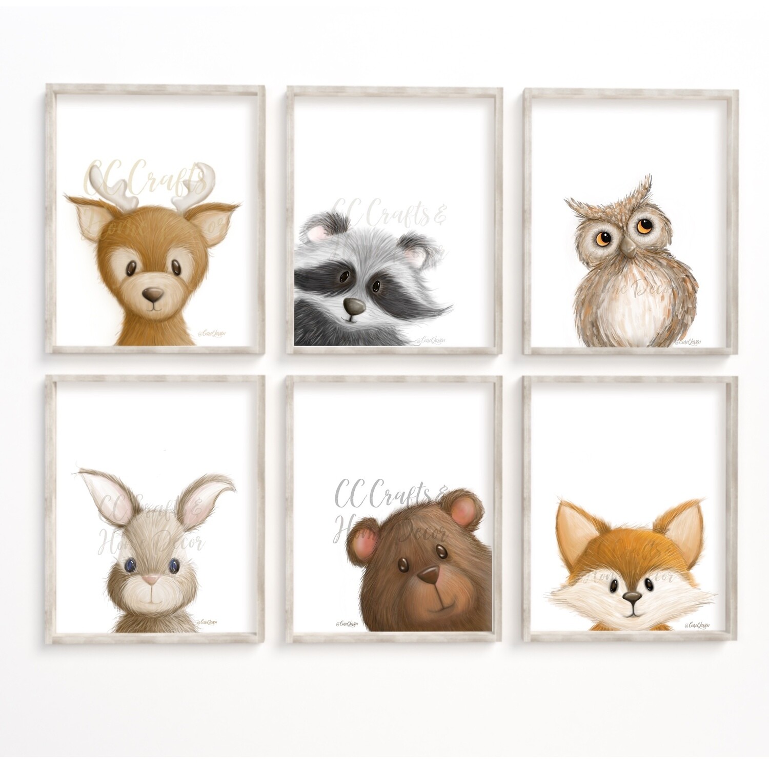 Set of 6 Woodland Animal Prints