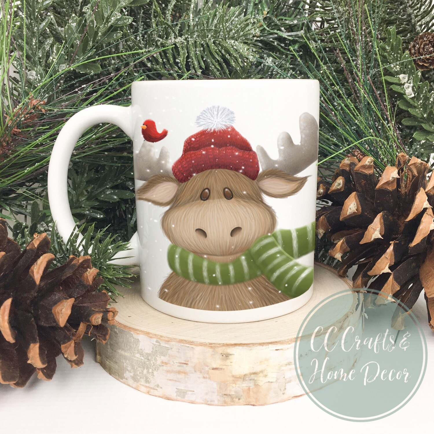 Christmas Moose  - Merry ChrisMOOSE Ceramic Mug 11 and 15oz sizes