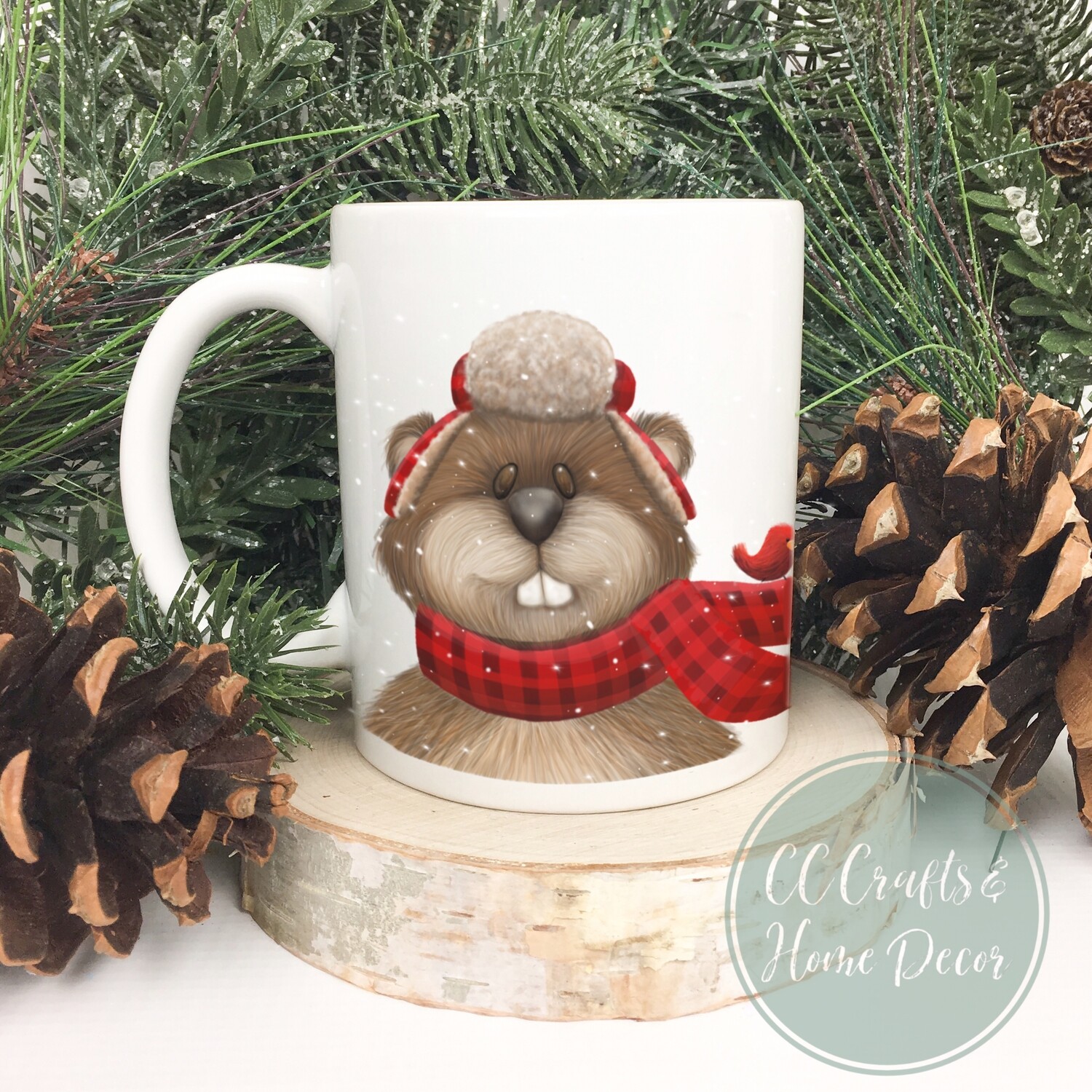 Christmas Beaver - Ceramic Mug  11 and 15oz sizes