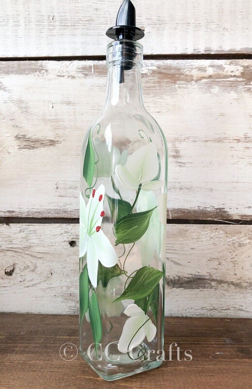 Hand Painted Everything Bottle - White Lilies