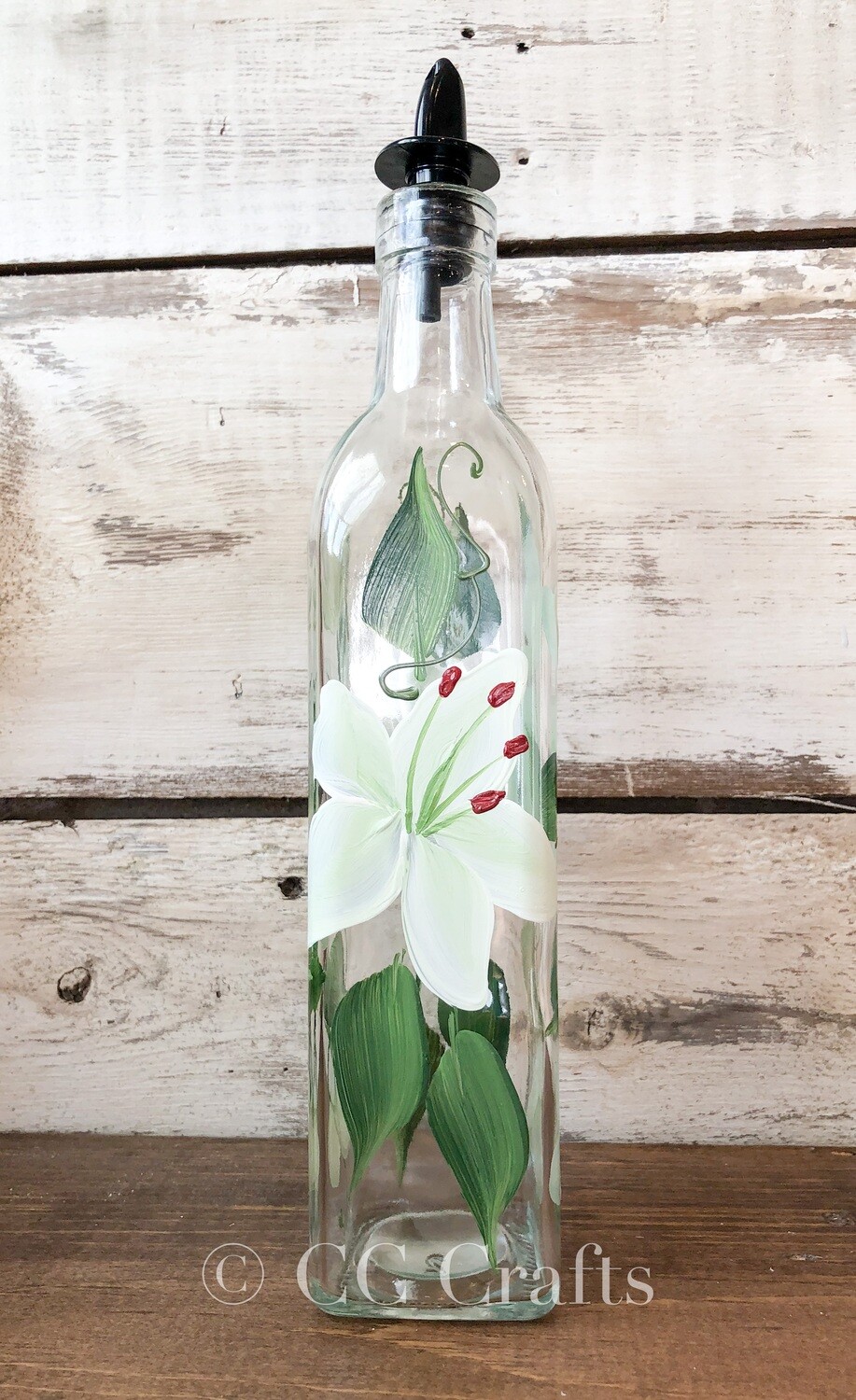 Hand Painted Everything Bottle - White Lilies